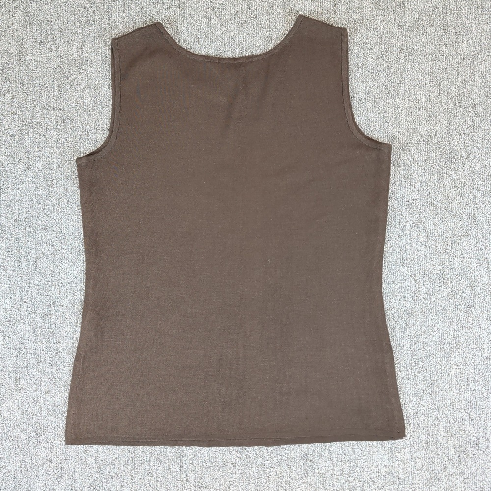 Misook Vintage Knit Shell Tank Top Women S Brown Office Quiet Luxury Sleeveless - Picture 5 of 8
